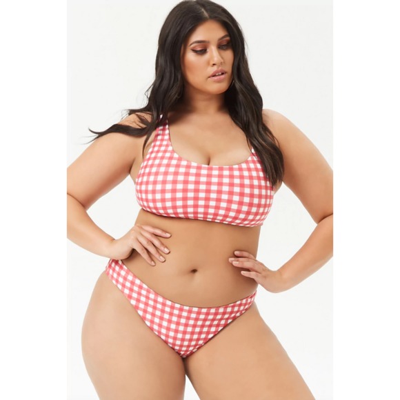 red plaid swimsuit